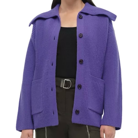 Jonathan Simkhai Hollie Wool Blend Ultraviolet Cardigan Size Medium - Picture 1 of 6